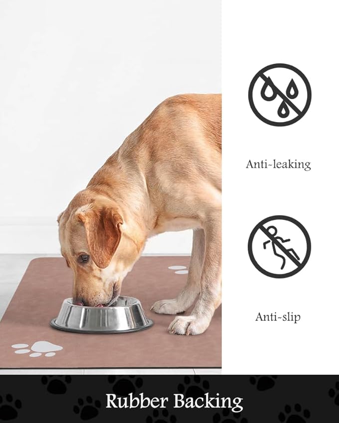 Pet Feeding Mat-Absorbent Dog Mat for Food and Water Bowl-No Stains Quick Dry Water Dispenser Mat-Dog Accessories Pet Supplies-Bowl for Messy Drinkers(Dusty Pink,12"x19"