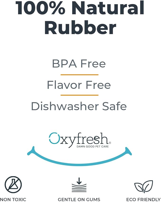 Oxyfresh Dog Dental Chew Toy - Best Durable Rubber Dog Toy for Tough Chewers – Helps Remove Plaque, Cleans Teeth & Freshens Breath Without Brushing (Large)