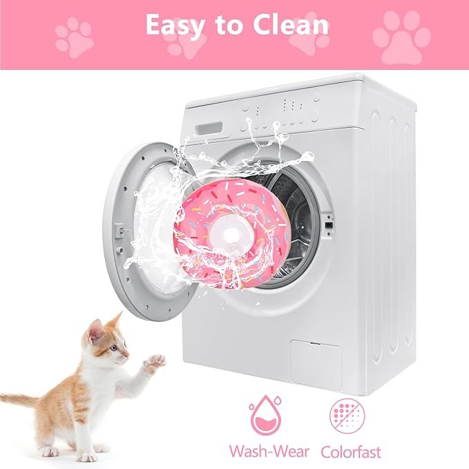 Cat Cone Collar Soft, Cat Recovery Collar for Wound Healing Cute Donut Adjustable Kitten Cones to Stop Licking Comfortable Lightweight Neck Elizabethan Collars for Kittens After Surgery