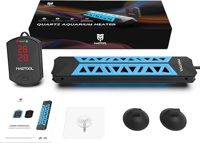 MagTool Aquarium Heater, 100W-1200W Submersible Fish Tank Heater with Over-Temperature Protection & Automatic Power-Off Fish Heater with Digital Controller for Freshwater & Saltwater 65-75-156 Gal
