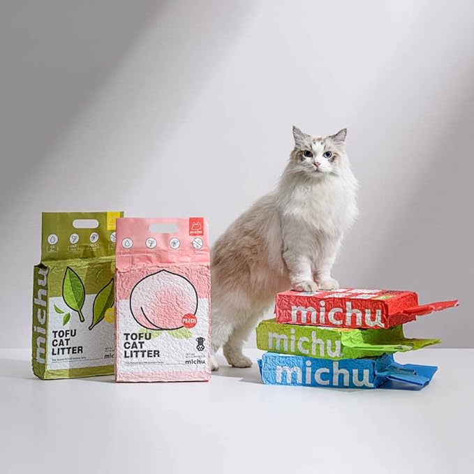 Tofu Cat Litter Natural Clumping Tofu Cat Litter, Fast Clumping and Easily Scoop-able 5.5lb/88oz 5 Scents - Rainbow Combo, 6 Pack