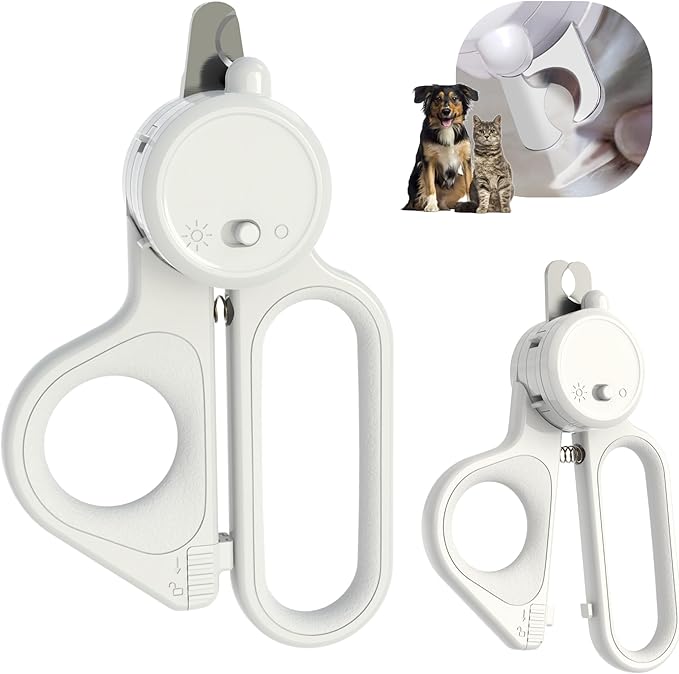 Professional Dog and Cat Nail Clippers with Lights to Illuminate Nails or Blood Lines for Safe Trimming,Sharp Stainless Steel Pet Nail Trimmers with Safety Guard to Avoid Overcutting for Small Animals