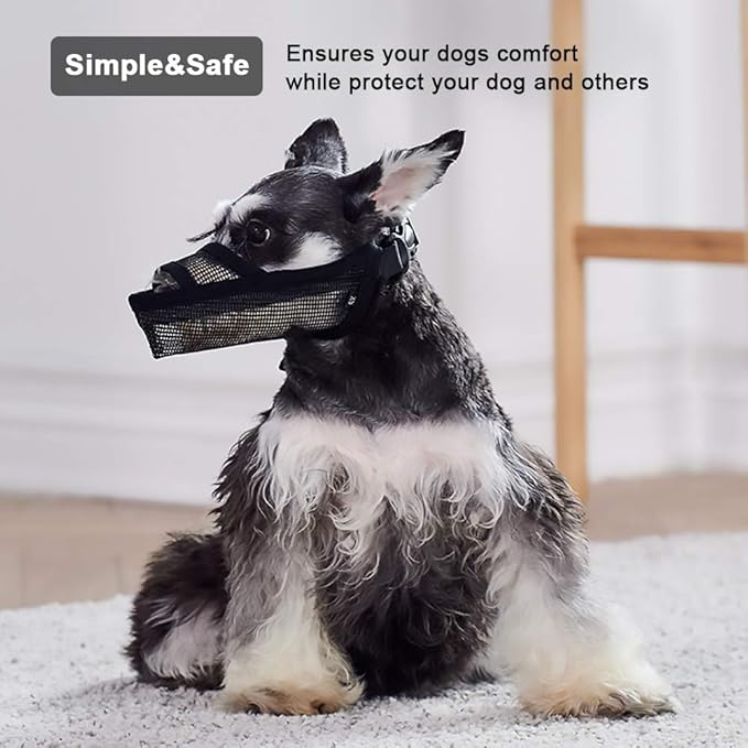 Crazy Felix Nylon Dog Muzzle for Small Medium Large Dogs Poodle Labrador Golden Retriever Doberman, Air Mesh Breathable and Drinkable Pet Muzzle for Anti-Biting Chewing Scavenging(Black,L)