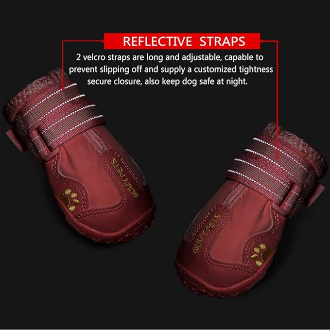 QUMY Dog Shoes for Large Dogs, Medium Dog Boots & Paw Protectors for Winter Snowy Day, Summer Hot Pavement, Waterproof in Rainy Weather, Outdoor Walking, Indoor Hardfloors Anti Slip Sole Pink 8