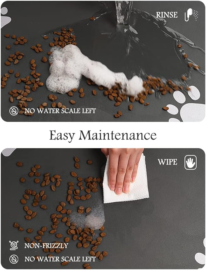 Pet Feeding Mat-Absorbent Dog Mat for Food and Water Bowl-No Stains Quick Dry Dispenser Mat-Dog Accessories Pet Supplies-Bowl for Messy Drinkers(Darkgrey,16"x24"