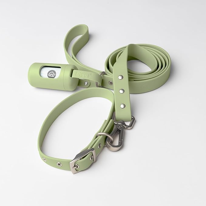 DIGGS Dog Poop Bag Dispenser for Leash - Premium Dog Waste Bag Holder with Easy One-Hand Dispensing (Sage)