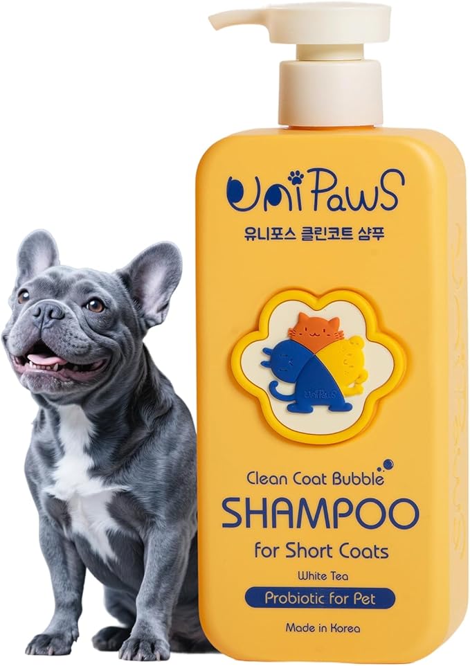 Unipaws Probiotic Dog Shampoo for Short-Haired Coats β Itch Relief, Deodorizing & Hydrating for Healthy, Fresh Skin with Calendula & Oatmeal β EWG Green & White Tea Scent, Made in Korea, 16.9 Fl Oz