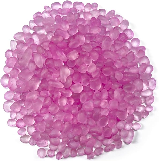 0.88LB Magenta Fish Tank Gravel Aquarium Glass Stones Sea Glass Pebbles Aquarium Gravel Rocks Fish Tank Rocks, Beads Pebbles Rock Sand Glass Gems Stones for Vase Filler Turtle Fish Tank Decoration