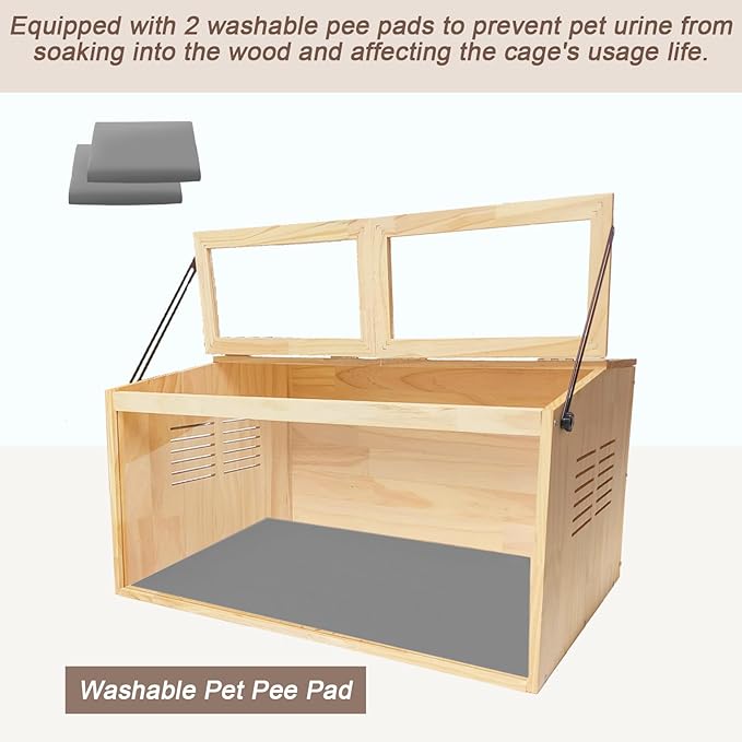 Wooden Hamster Cage,48" Lx20 Wx20 H,Animal Cabinet for Dwarf Syrian Hamsters Degus, Hamster Habitat with Openable Top and Large Acrylic Sheets.
