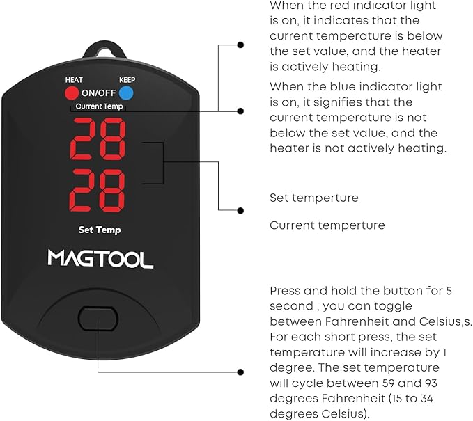 MagTool Aquarium Heater, 100W-1200W Submersible Fish Tank Heater with Over-Temperature Protection & Automatic Power-Off Fish Heater with Digital Controller for Freshwater & Saltwater 65-75-156 Gal