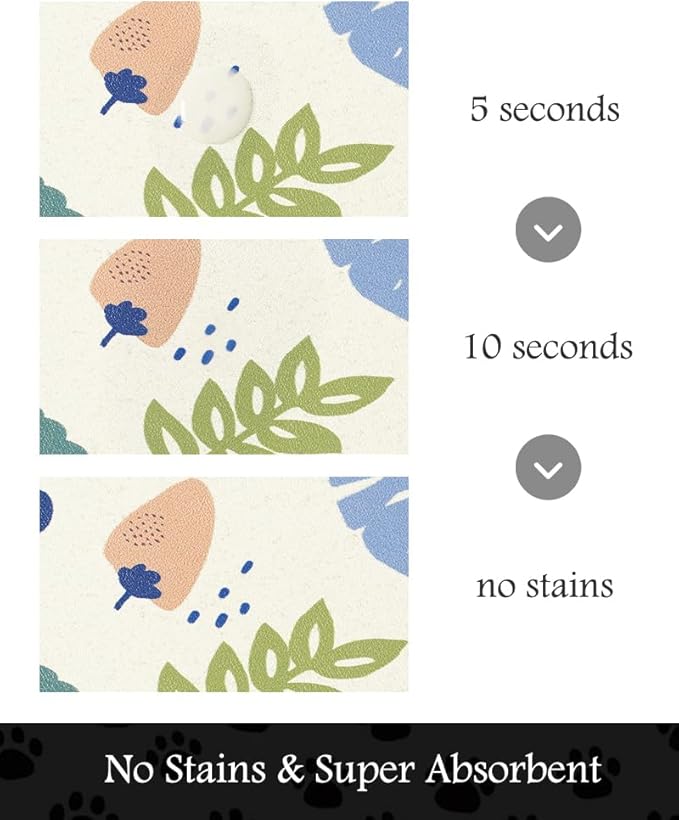 Pet Feeding Mat-Absorbent Dog Mat for Food and Water Bowl-No Stains Quick Dry Water Dispenser Mat-Dog Accessories Pet Supplies-Bowl for Messy Drinkers(LIGHTFLOWERS,16"x24"
