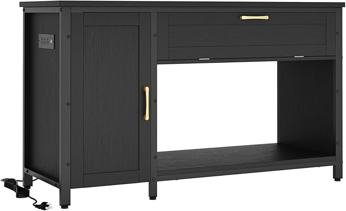 Bestier 55-75 Gallon Fish Tank Stand with Power Outlet&LED Light, 49x19 Heavy-Duty Metal Aquarium Stand with Cabinet&Drawer for Accessories Storage, Suit for Reptile/Turtle Terrarium, 726Lbs Capacity