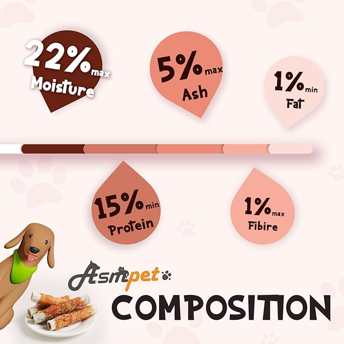 ASMPET Dog Treats, Chicken Wrapped Rawhide Sticks Filled with Sweet Potato for Small Medium Large Dogs(6pcs)