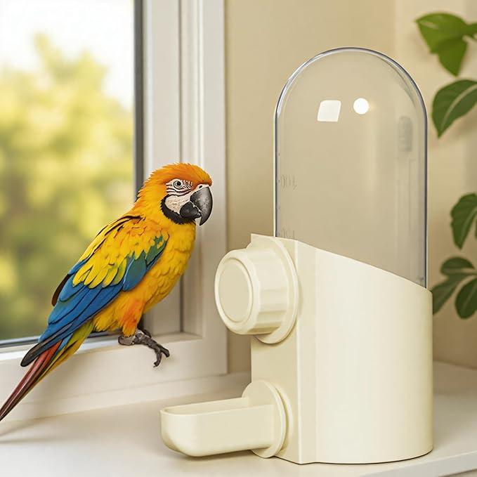 Automatic Hanging Bird Water Bottle - No Drip Cage Mounted Waters Feeder for Parakeets, Cockatiels, Budgies, Lovebirds, Finches, Canaries, Parrots (Bird Cage Accessories Travel Essential)