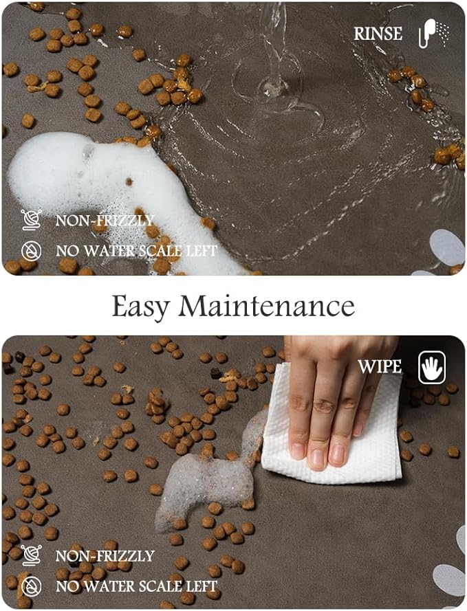 Pet Feeding Mat-Absorbent Dog Mat for Food and Water Bowl-No Stains Quick Dry Water Dispenser Mat-Dog Accessories Pet Supplies-Bowl for Messy Drinkers(Brown,17"x34"