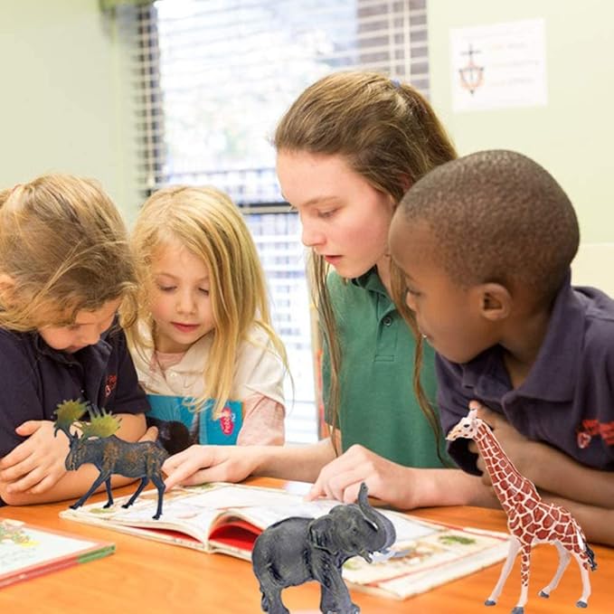 BOLZRA Safari Animals Figures Toys, Realistic Jumbo Wild Zoo Animal Figurines Plastic African Jungle Animals Playset for Kids Toddlers, 14 Piece Gift Set