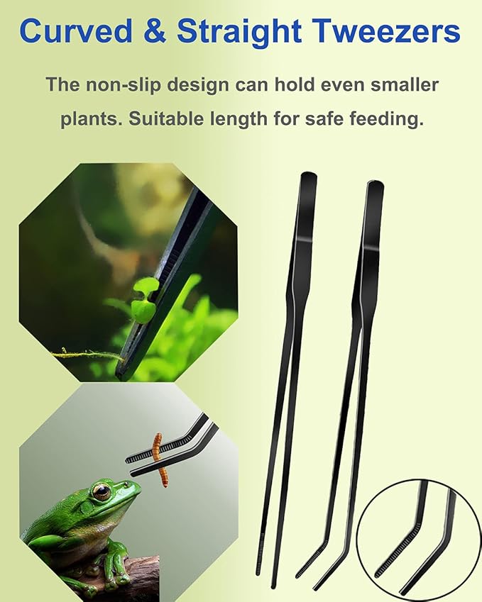4Pcs Aquascaping Tools Kit, Long Stainless Steel Aquarium Plant Tools with Black Anti-rust Coating, Aquarium Tweezers, Scissors, and Scrapers for Aquascaping Cleaning(Magnetic Tool Holder)