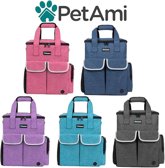 PetAmi Dog Travel Bag Pet Supplies Accessories Organizer for Traveling, Camping, Weekend; Cat Pet Travel Bag Kit Includes 2 Food Storage Containers, 2 Collapsible Bowls, 1 Feeding Mat (Purple)