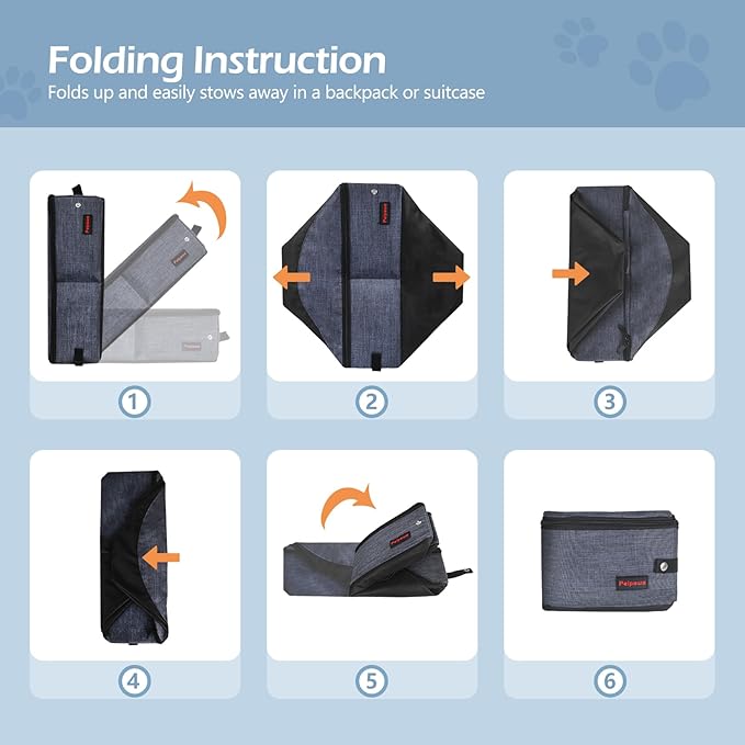 Portable Cat Travel Litter Box. Zipped Lid, Collapsible Litter Box for Cats. No Leakage, No Smell. Easy to Carry. Used for Hotels, Camping, Car (Gray,M)