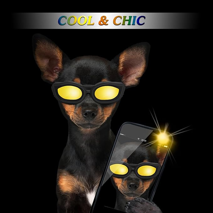 Small Dog Goggles, UV/Wind/Dust/Fog Proof Sunglasses for Outdoor Activities, Black