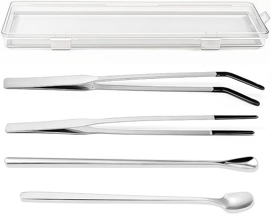 4PCS-Rubber Tip Feeding Tongs for Reptiles Extra Long Stainless Steel Reptile Feeding Tongs Terrarium Tools Feeder for Lizards Bearded Dragon Snake Enclosure Tank Accessories