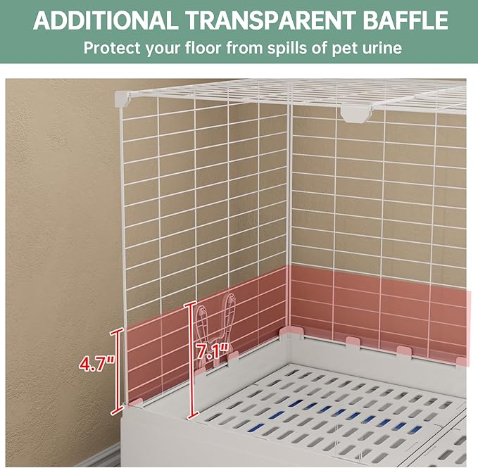 Oneluck Indoor Bunny Cage with Pull-Out Tray,Wheels and Transparent Panel,Rabbit, Guinea Pig, Chinchillas, and Small Animal Condo