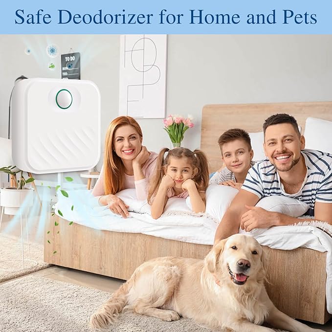 Smart Cat Litter Deodorizer,Dust-Free Cat box Deodorizer Rechargeable 4000 mAh,for All Kinds of Cat Litter Box Bathroom Wardrobe Kitchen and Small Area, White
