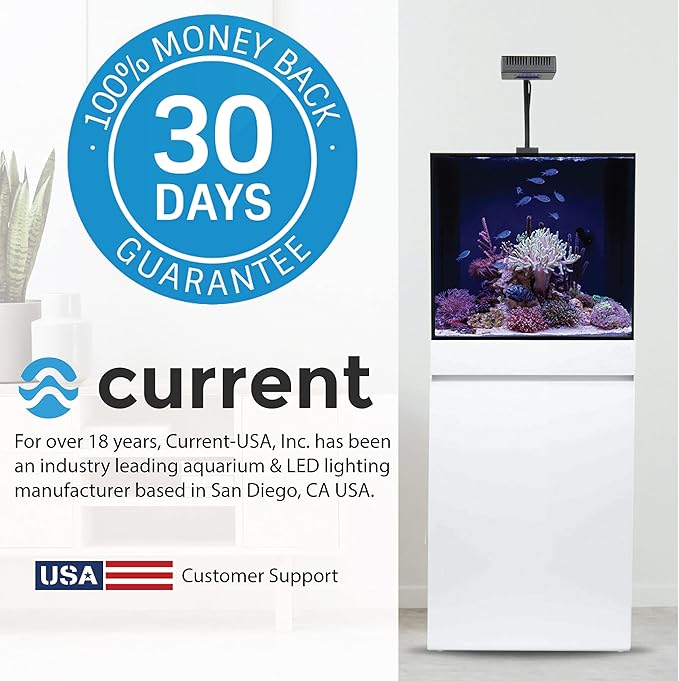 CURRENT USA 18-24" Inch Orbit Marine IC Loop LED Saltwater Reef Marine Aquarium Light with Bluetooth App Control | Wireless Lighting & eFlux Wave Pump Control for Fish Tank (4204)