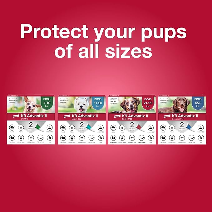 K9 Advantix II Large Dog Vet-Recommended Flea, Tick & Mosquito Treatment & Prevention | Dogs 21-55 lbs. | 1-Mo Supply (Pack of 3)