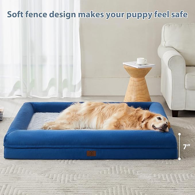WNPETHOME XXL Extra Large Dog Bed, Washable Dog Couch with Removable Waterproof Cover, Orthopedic Large Pet Sofa Bed with Bolster Sides for Sleeping