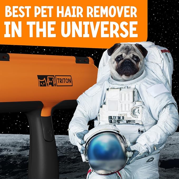 Triton Pet Hair Removal Tool w/Trapping Compartment - Easy to Use Pet Hair Roller, Hair Remover Tool - Cat and Dog Hair Remover - Pet Hair Remover for Furniture, Couch, Bedding, Clothes, Car