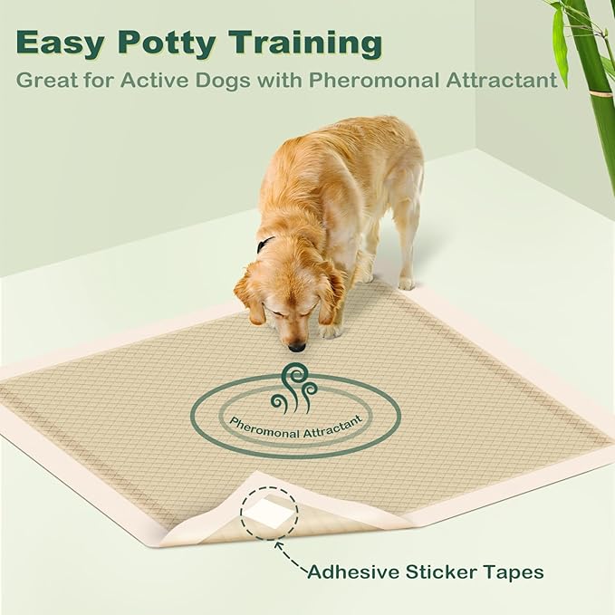 MIZOK Dog Pee Pads Large 28X34in Bamboo Dog Pads Odor Eliminating Pee Pads for Dogs 8 Cups Super Absorbent 6-Layers Leak-Proof Training Pads, Disposable (40 Counts)