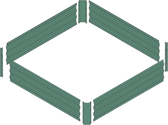 4x4x1ft Metal Raised Garden Bed Kit,Galvanized Garden Bed Box for Vegetables, Flowers, Herbs, and Succulents,120 Gallon Capacity - Green