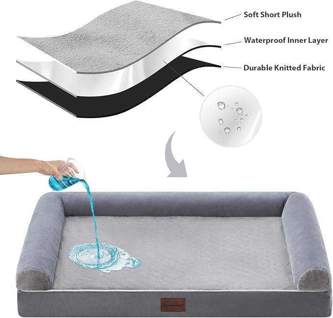 BFPETHOME Washable Dog Beds for Extra Large Dogs, Orthopedic Dog Bed Extra Large, Big Dogs Couch with Removable Washable Cover, Waterproof Lining and Nonskid Bottom, Egg-Crate Foam Pet Sofa