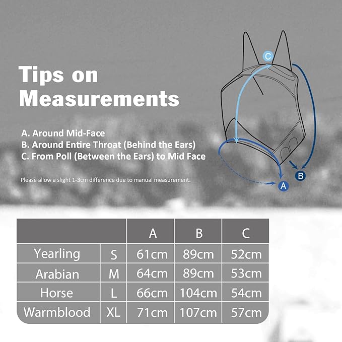 Harrison Howard Pro Luminous Horse Half Face Fly Mask Large Eye Space with Ears UV Protection for Horse Teal L