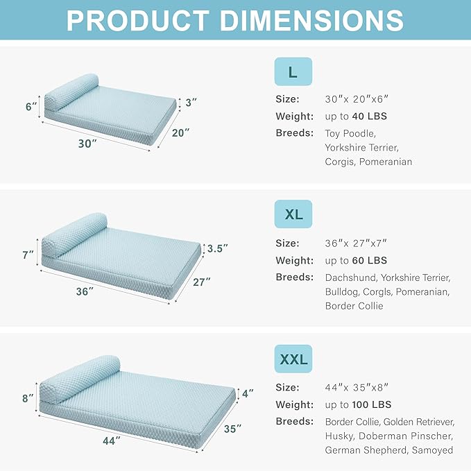 Tinaco Orthopedic Dog Couch Bed for Large Dogs, Cats - XX-Large, Washable, Removable Cover