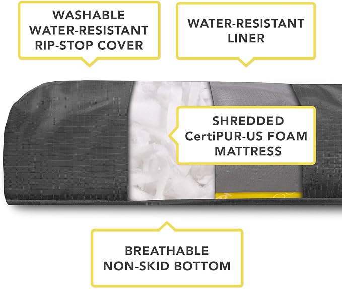 K9 Ballistics Tough Rectangle Pillow XXL Dog Bed - Removable Cover, Washable, Durable & Water Resistant Dog Bed Made for XX-Large Big Dogs 68"x40" Sandstone