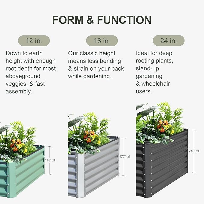 Domi Raised Garden Beds Outdoor, 6x3x2ft Thickening Tall Metal Rectangular Deep Root Box Planter for Vegetables, Flowers, Herbs, and Succulents 2" Deep w/ 256 Gallon Capacity - Dark Gray