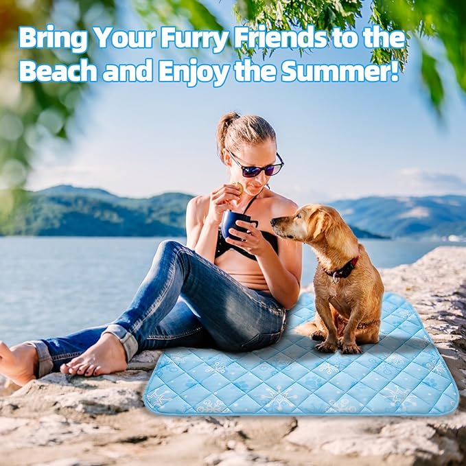 Homimp Dog Cooling Mat, 19.5" x 27.5" Thicken Self-Cooling Mat for Dog&Cat,Internal Waterproof& Endothermic,Washable Pet Ice Cool Pad Blanket,Pet Sleeping Pad for Indoor Outdoor in Summer, Non-Toxic