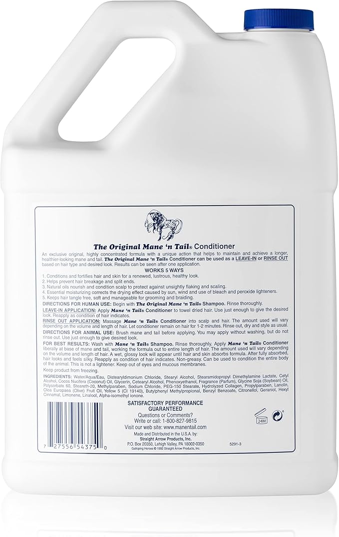 Mane 'n Tail Conditioner Gallon, for Soft Silky Hair. For Horses and Humans! (128 Fl Oz)