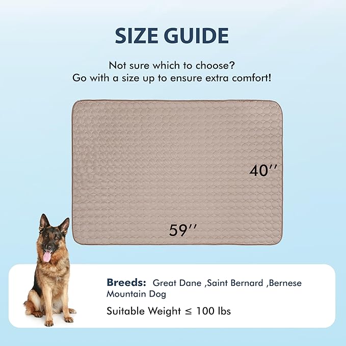MICROCOSMOS Summer Cooling Mat & Sleeping Pad- Water Absorption Top, Materials Safe, Easy Carry, EZ Clean. Keep Cooling for Pets, Kids and Adults.(Brown, 59" x 40")