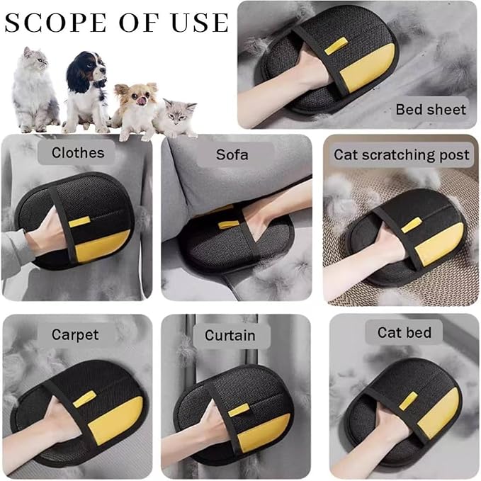 Whisker Gizmo Pet Hair Remover,Reusable Pet Hair Remover Glove,Pet Hair Removal Glove, Ultimate Pet Grooming Glove for Cats & Dogs - Dual-Sided Electrostatic Pet Hair Remover Mittens (2PCS)
