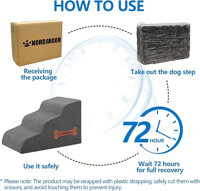 Dog Stairs for Small Dogs and Cats, 2 Steps Pet Stairs to Get on Couch Sofa and Chair, Indoor Non-Slip Balanced Portable Pet Step, High-Density Foam Ramp with Removable Washable Cover, Grey(11.8" H)