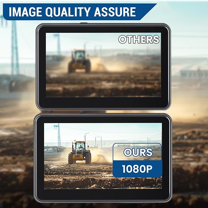 AHD1080P Wired Backup Camera with 7'' Touch Screen Monitor, Rear View Camera System for Truck/RV/Trailer/Skid Steer/Tractor, Colorful Night Vision&10G Vibration Truck Rv Camera System