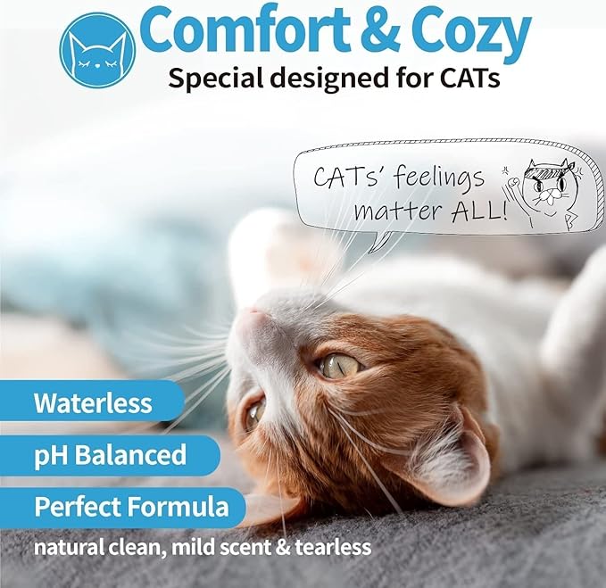 Mooncat Waterless Cat Grooming Bundle โ No Rinse Foam Shampoo (5oz) + Cat Ear Cleaning Finger Wipes (40ct) | Licking Safe, pH Balanced, Dry Bath for Sensitive Cats, Removes Ear Wax & Dirt, Daily Pet H