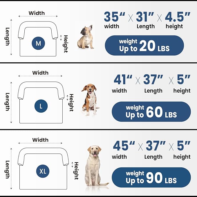 Calming Dog Couch Bed for Large Dogs, 41 x 37 inch Waterproof Removable Pet Mat Couch Cover for Furniture Protector, Non-Slip Fluffy Pelsbarn Dog Bed for Couch, Sofa, Outdoor - Tie-Dye Blue