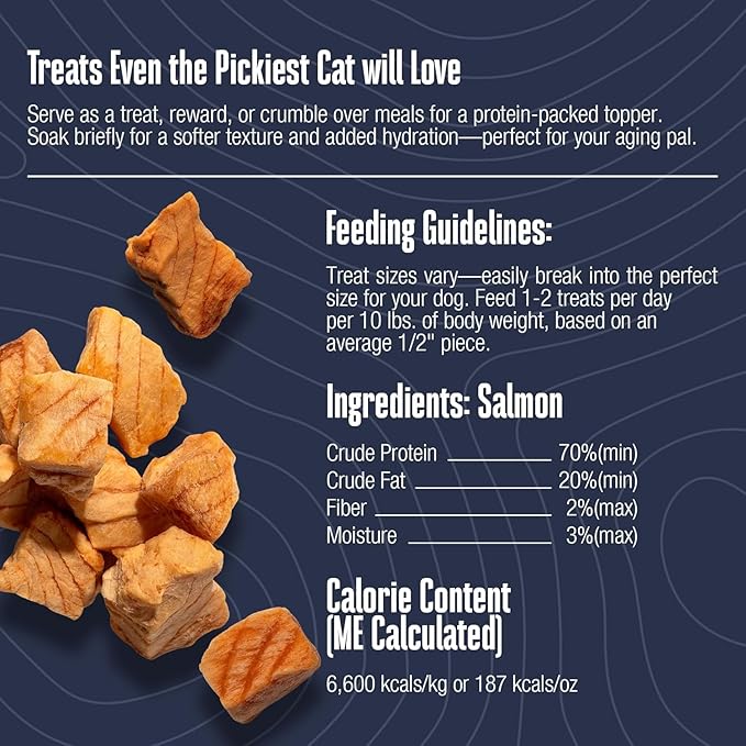 Whole Life Pet Just One Salmon - Cat Treat Or Topper - Human Grade, Freeze Dried, One Ingredient - Protein Rich, Grain Free, Made in The USA (Pack of 2)