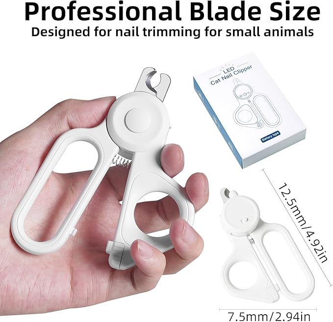 Professional Dog and Cat Nail Clippers with Lights to Illuminate Nails or Blood Lines for Safe Trimming,Sharp Stainless Steel Pet Nail Trimmers with Safety Guard to Avoid Overcutting for Small Animals