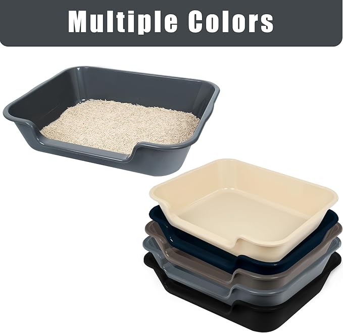 2 Pack of Extra Large Cat Litter Box (ABS Material), Low Entry Senior Litter Pen for Geriatric Kitty Big Cats, Jumbo Pet Safe Litter Boxes Tray for Indoor Pets Potty (White, 24" L x 20" W)