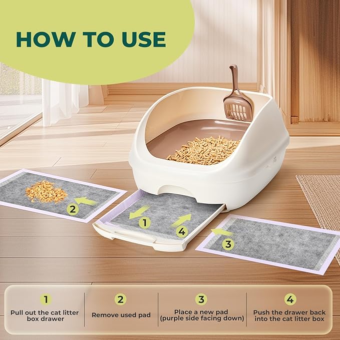 Cat Pads Refills for Tidy Cats Breeze Litter System - Super Absorbent 6-Layer Pads for Odor Control, Activated Carbon - 16.9" x 11.4" - Pack of 20 Litter Box Replacement Pads